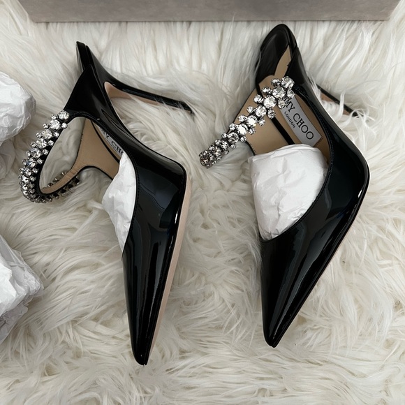 JIMMY CHOO Patent Crystal Bing 100 Pumps 36.5 Black - Picture 6 of 10